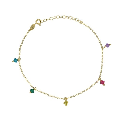 Gold-plated anklet with multicolour in crystals shape
