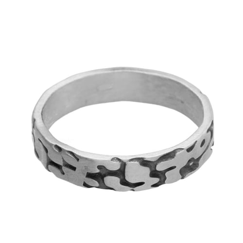 Ares print antique silver ring
