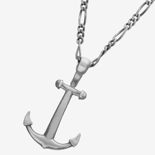 Ares anchor 55 cm silver necklace