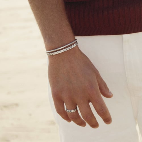 Ares textured silver bracelet