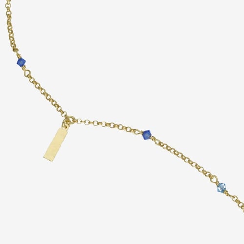 Gold-plated anklet with blue in rectangle shape