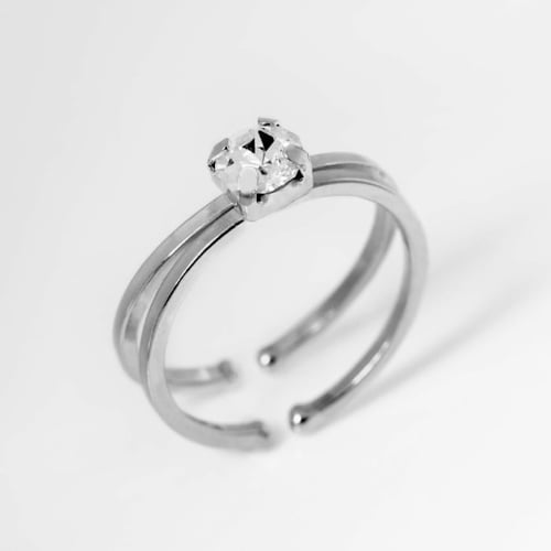 Maia solitaire crystal ring in silver
