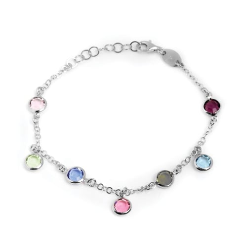 Transparent circles multicolour bracelet in silver