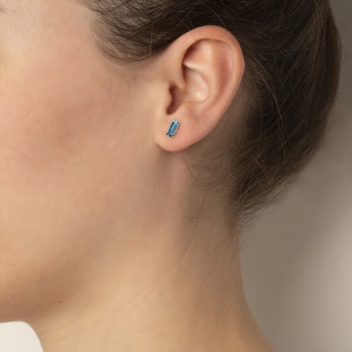 Macedonia rectangle aquamarine earrings in silver