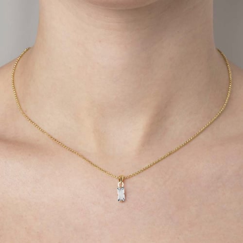 Macedonia rectangle crystal necklace in gold plating