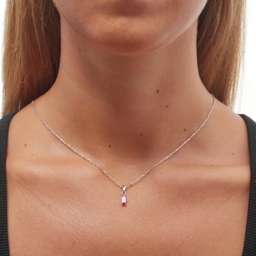 Macedonia rectangle light rose necklace in silver
