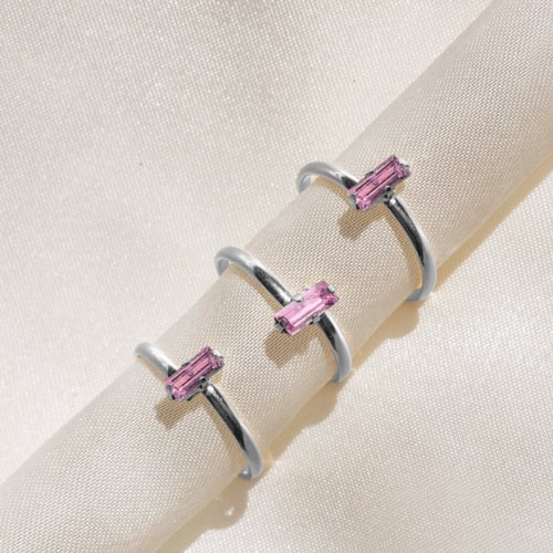 Macedonia rectangle light rose ring in silver