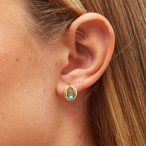 Soleil round light turquoise earrings in gold plating