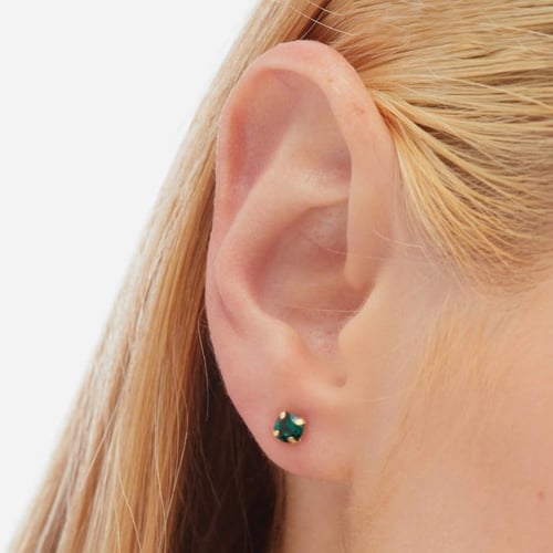 Celina round emerald earrings in gold plating