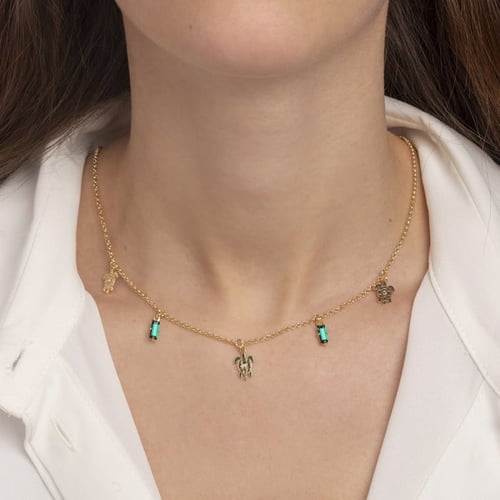 Cocolada turtle emerald necklace in gold plating
