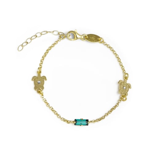 Cocolada turtle emerald bracelet in gold plating