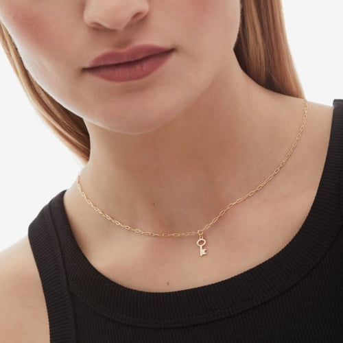 Je t´aime key crystal necklace in gold plating