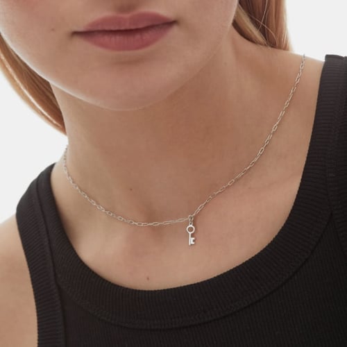 Je t´aime key crystal necklace in silver