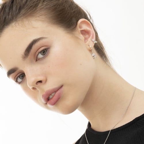Melissa crystal hoop earrings in silver