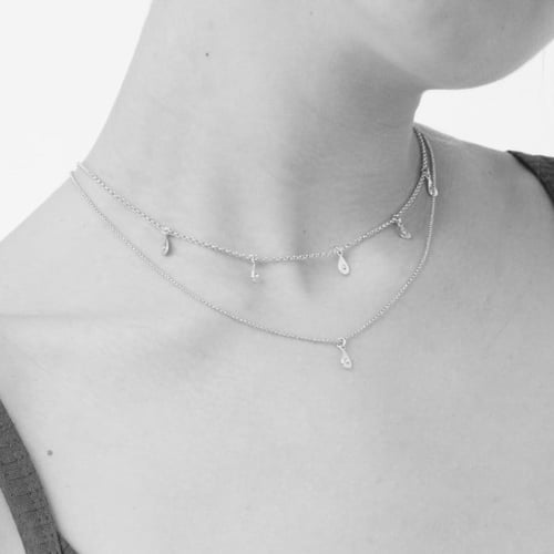 Lily drop crystal necklace in silver
