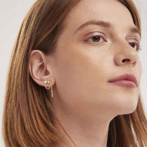 Zahara light sapphire unequal earrings in gold plating
