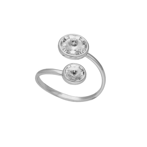 Basic XS double crystal crystal ring in silver