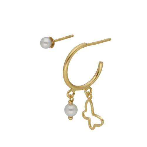 Soulmate butterfly pearl earrings in gold plating