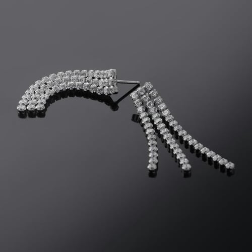 Eunoia sterling silver long earrings with crystal in cascade mini zircons shape