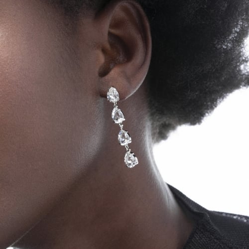 Diana sterling silver long earrings with white in tear shape