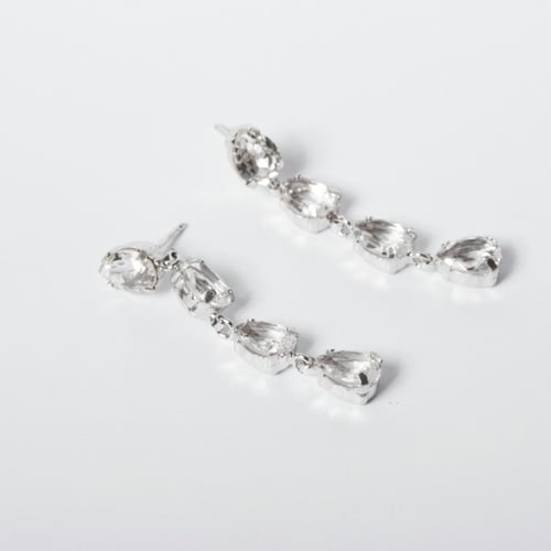 Diana sterling silver long earrings with white in tear shape