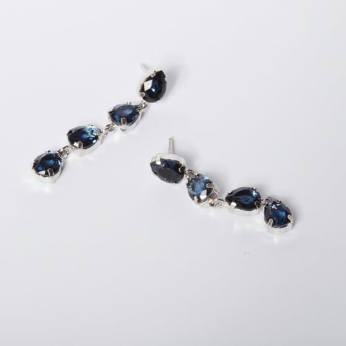 Diana sterling silver long earrings with blue in tear shape