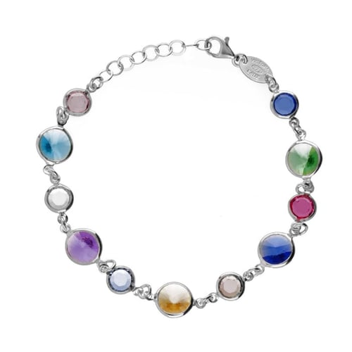 Pulsera cristales círculo multicolor elaborada en plata