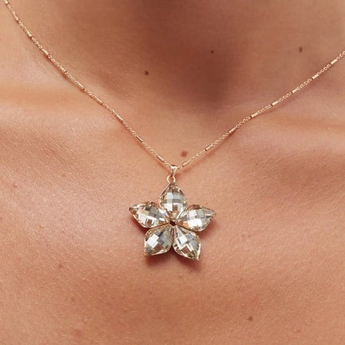 Luxury flower light silk necklace in rose gold plating in gold plating