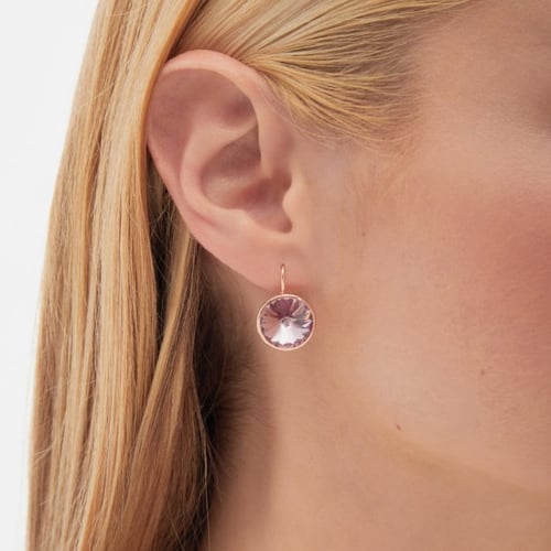 Basic light amethyst earrings in rose gold plating