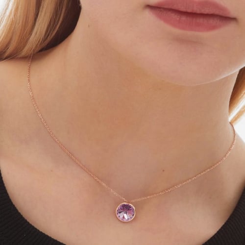 Basic light amethyst necklace in rose gold plating in gold plating