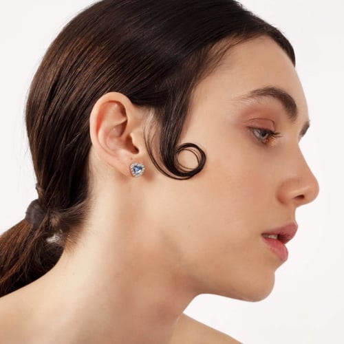 Cuore denim blue earrings in silver