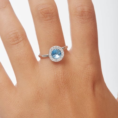 Premium aquamarine zirconia ring in silver