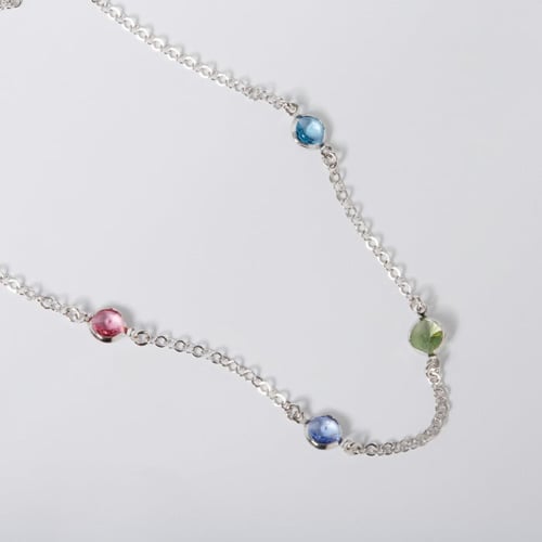 Basic multicolour crystals necklace in silver