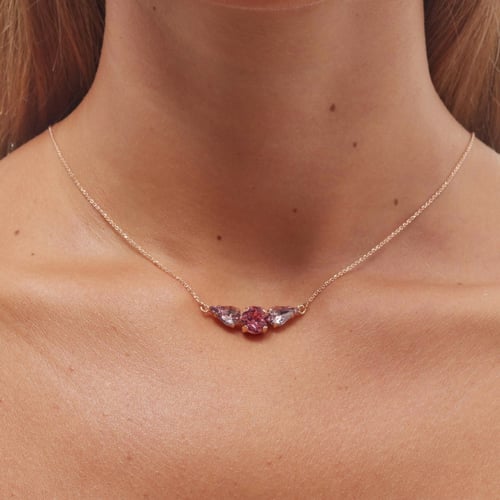 Celina light amethyst necklace in rose gold plating in gold plating