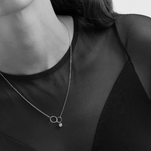 Minimal union crystal necklace in silver
