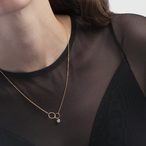 Minimal union crystal necklace in gold plating