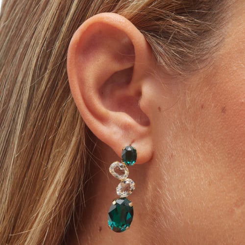 Aura oval emerald earrings in gold plating