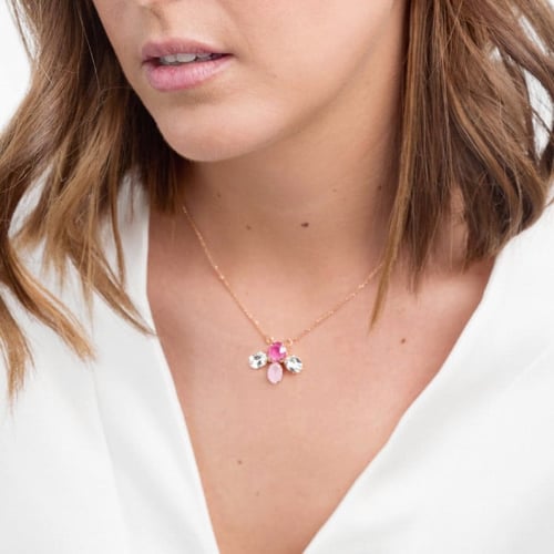 Anya peony pink necklace in rose gold plating in gold plating