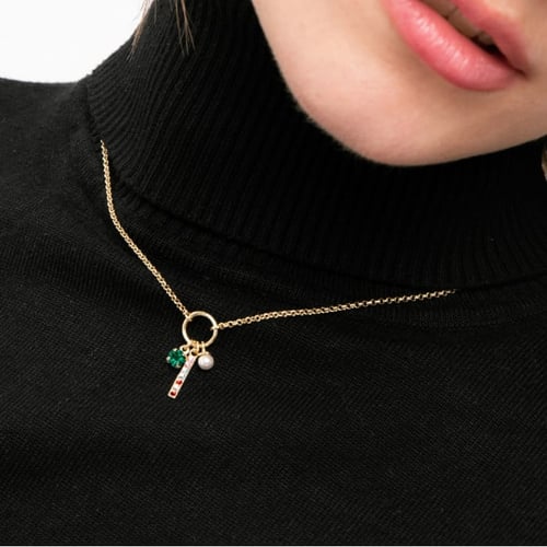 Charming motifs multicolour necklace in gold plating