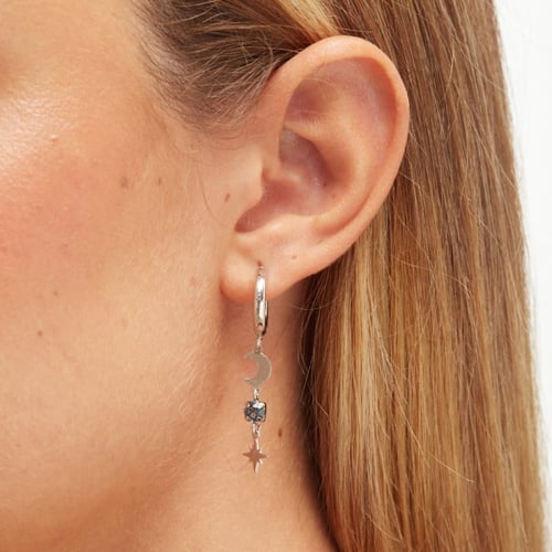 El Firmamento moon hoop denim blue earring in silver