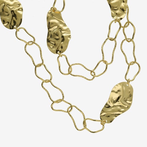 Connect gold-plated long necklace in texture shape