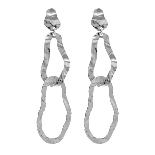 Connect sterling silver long earrings in texture shape