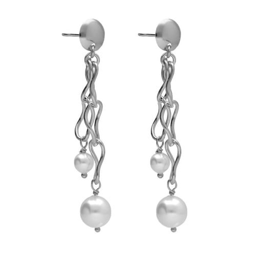 Connect sterling silver long earrings with pearl