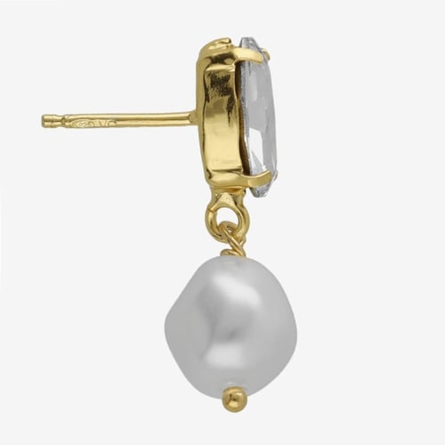 Purpose gold-plated short earrings with pearl