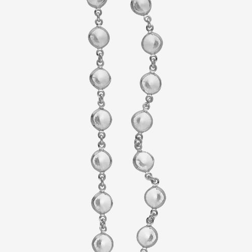 Purpose sterling silver long necklace with white crystal in circle shape
