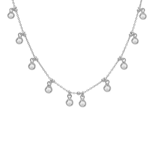 Purpose sterling silver short necklace with white crystal in circle shape