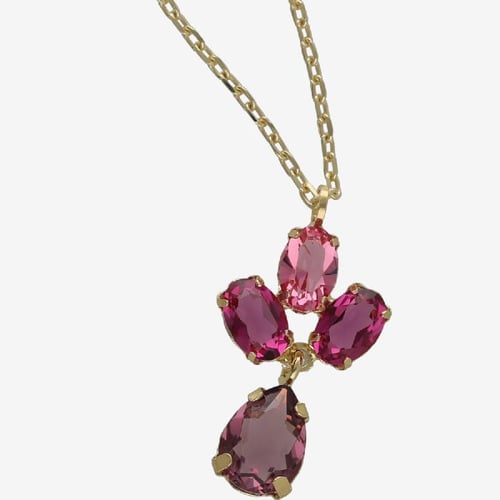 Harmony gold-plated short necklace with purple crystal in flower shape