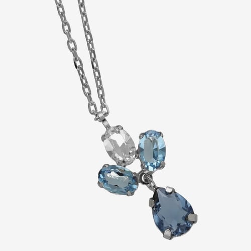 Harmony sterling silver short necklace with blue crystal in flower shape