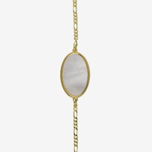 Soulquest gold-plated adjustable bracelet with nacar in oval shape
