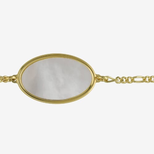 Pulsera ajustable oval de nácar bañada en oro